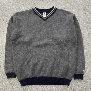 Vintage Columbia Sweater V Neck Mens XL Grey Shetland Wool Y2K 00's